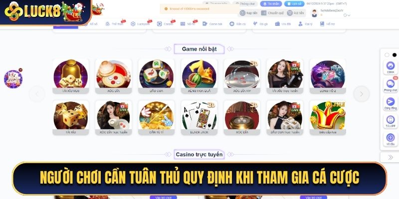 Người chơi cần tuân thủ quy định khi tham gia cá cược